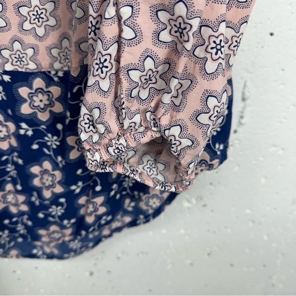 Boden Women's Size 4 Pink & Blue Floral Peasant Blouse Top - Picture 4 of 11